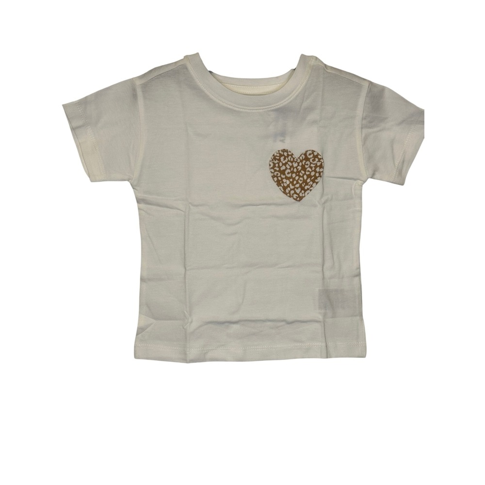 Kids Old Navy White Leopard Heart Graphic T Shirt Size 2T NWT - Picture 2 of 6